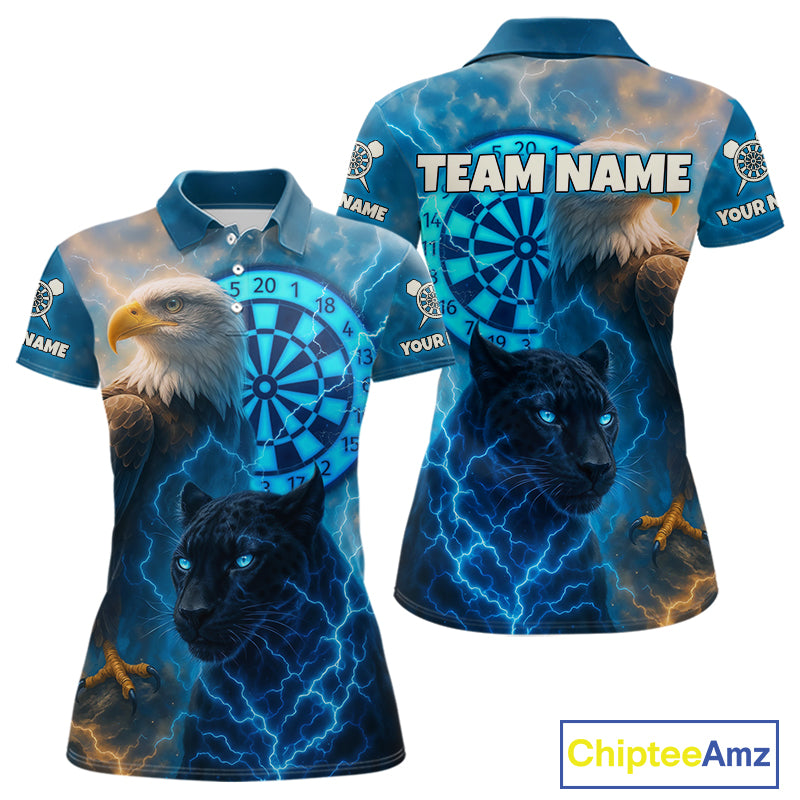 Custom Darts Shirt For Women Lightning Eagle Panther Dartboard Dart Team Jerseys | Blue NYN1150