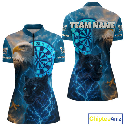 Custom Darts Shirt For Women Lightning Eagle Panther Dartboard Dart Team Jerseys | Blue NYN1150