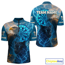 Load image into Gallery viewer, Custom Darts Shirt For Men Lightning Eagle Panther Dartboard Dart Team Jerseys | Blue NYN1150