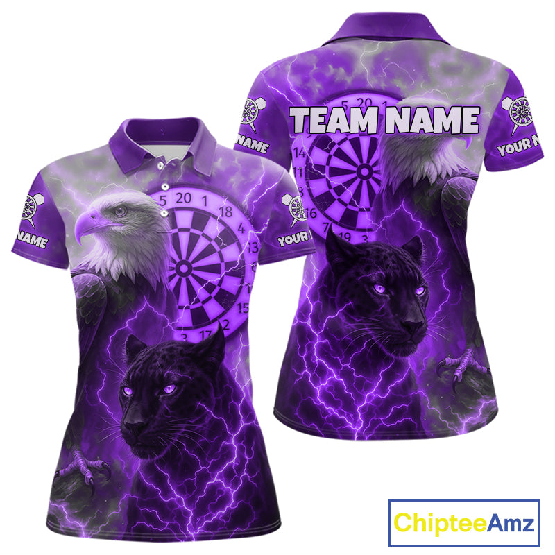 Custom Darts Shirt For Women Lightning Eagle Panther Dartboard Dart Team Jerseys | Purple NYN1152