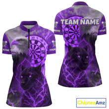 Load image into Gallery viewer, Custom Darts Shirt For Women Lightning Eagle Panther Dartboard Dart Team Jerseys | Purple NYN1152