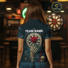 Load image into Gallery viewer, Custom Funny Skull Red Rose Women Dart Shirts Personalized Dart Team Jerseys, Dart Gifts NYN1169