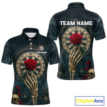 Load image into Gallery viewer, Custom Funny Skull Red Rose Men Dart Shirts Personalized Dart Team Jerseys, Dart Gifts NYN1169