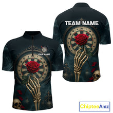 Load image into Gallery viewer, Custom Funny Skull Red Rose Men Dart Shirts Personalized Dart Team Jerseys, Dart Gifts NYN1169