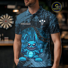 Load image into Gallery viewer, Crazy Rabbit Dartboard Arrows Grunge Darts Shirt For Men - Custom Name &amp; Team | Opt1 - Blue NYN0628
