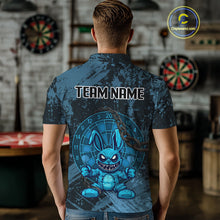 Load image into Gallery viewer, Crazy Rabbit Dartboard Arrows Grunge Darts Shirt For Men - Custom Name &amp; Team | Opt1 - Blue NYN0628