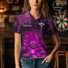 Load image into Gallery viewer, Crazy Rabbit Dartboard Arrows Grunge Darts Shirt For Women - Custom Name &amp; Team | Opt3 - Purple NYN0630