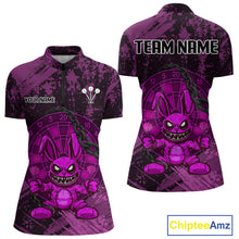 Load image into Gallery viewer, Crazy Rabbit Dartboard Arrows Grunge Darts Shirt For Women - Custom Name &amp; Team | Opt3 - Purple NYN0630