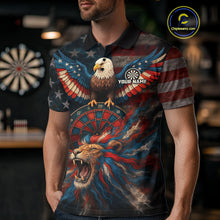 Load image into Gallery viewer, Men&#39;s Patriotic Darts Shirt Personalized US Flag Lion Dartboard Outfit Team Dart Jersey NYN1212