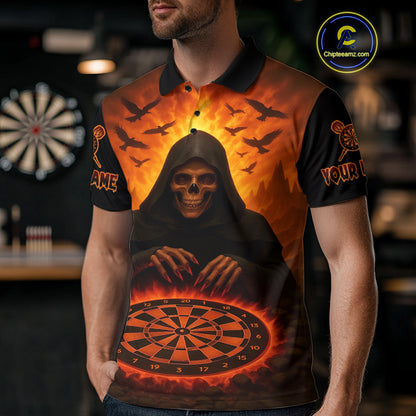 Custom Dart Jerseys For Men Skull Flame Dartboard, Outfits Dart Team Shirts NYN1228