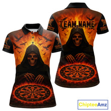 Load image into Gallery viewer, Custom Dart Jerseys For Women Skull Flame Dartboard, Outfits Dart Team Shirts NYN1228