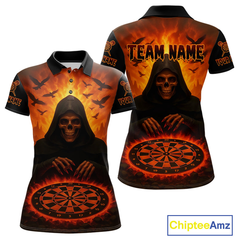 Custom Dart Jerseys For Women Skull Flame Dartboard, Outfits Dart Team Shirts NYN1228