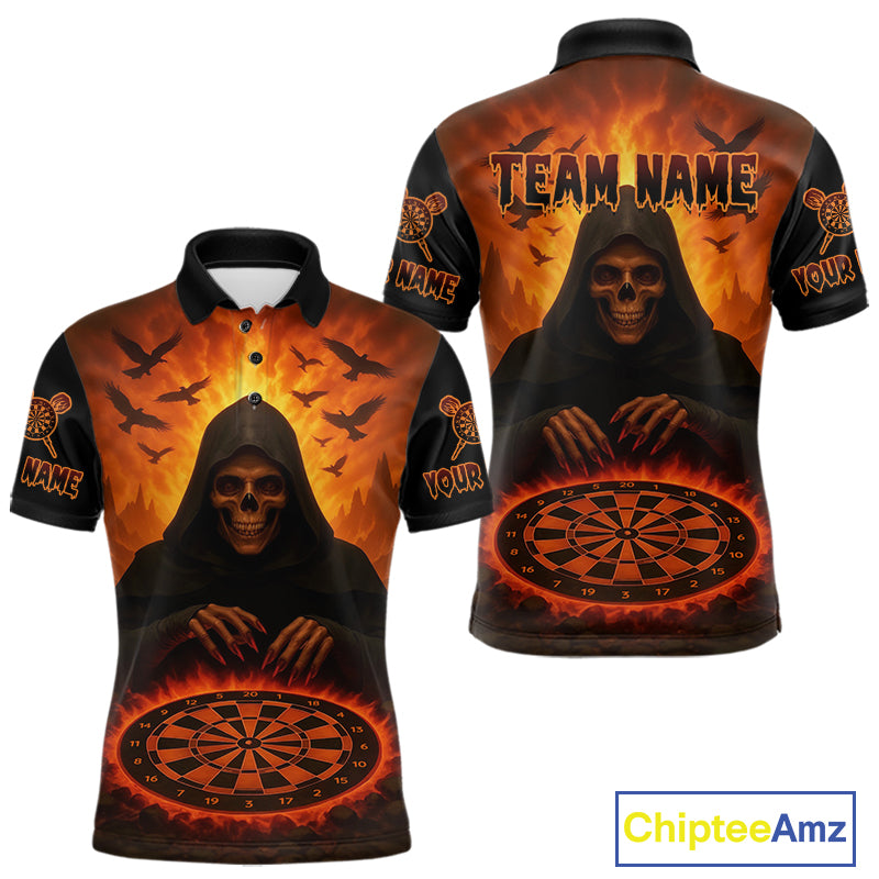Custom Dart Jerseys For Men Skull Flame Dartboard, Outfits Dart Team Shirts NYN1228