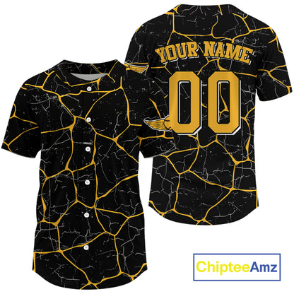 Yellow Grunge Mens Baseball Jersey Custom Youth Baseball Jerseys, Baseball Gifts For Lovers NYN0830