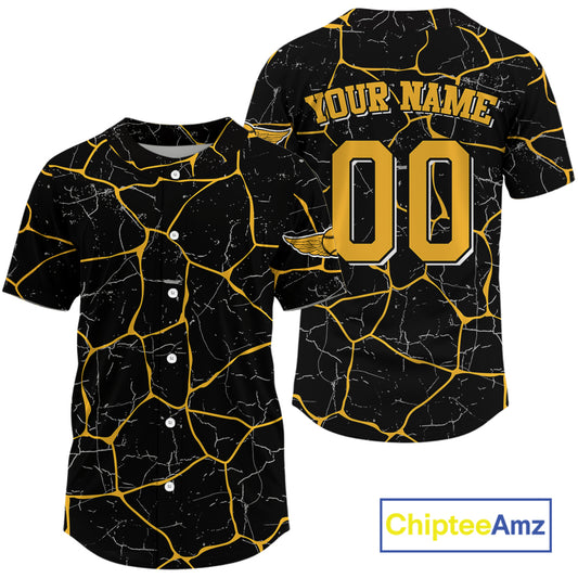 Yellow Grunge Mens Baseball Jersey Custom Youth Baseball Jerseys, Baseball Gifts For Lovers NYN0830