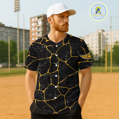 Yellow Grunge Mens Baseball Jersey Custom Youth Baseball Jerseys, Baseball Gifts For Lovers NYN0830