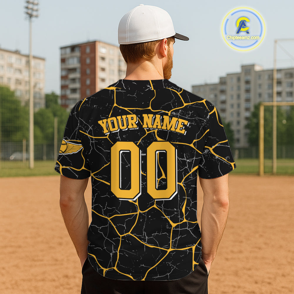 Yellow Grunge Mens Baseball Jersey Custom Youth Baseball Jerseys, Baseball Gifts For Lovers NYN0830