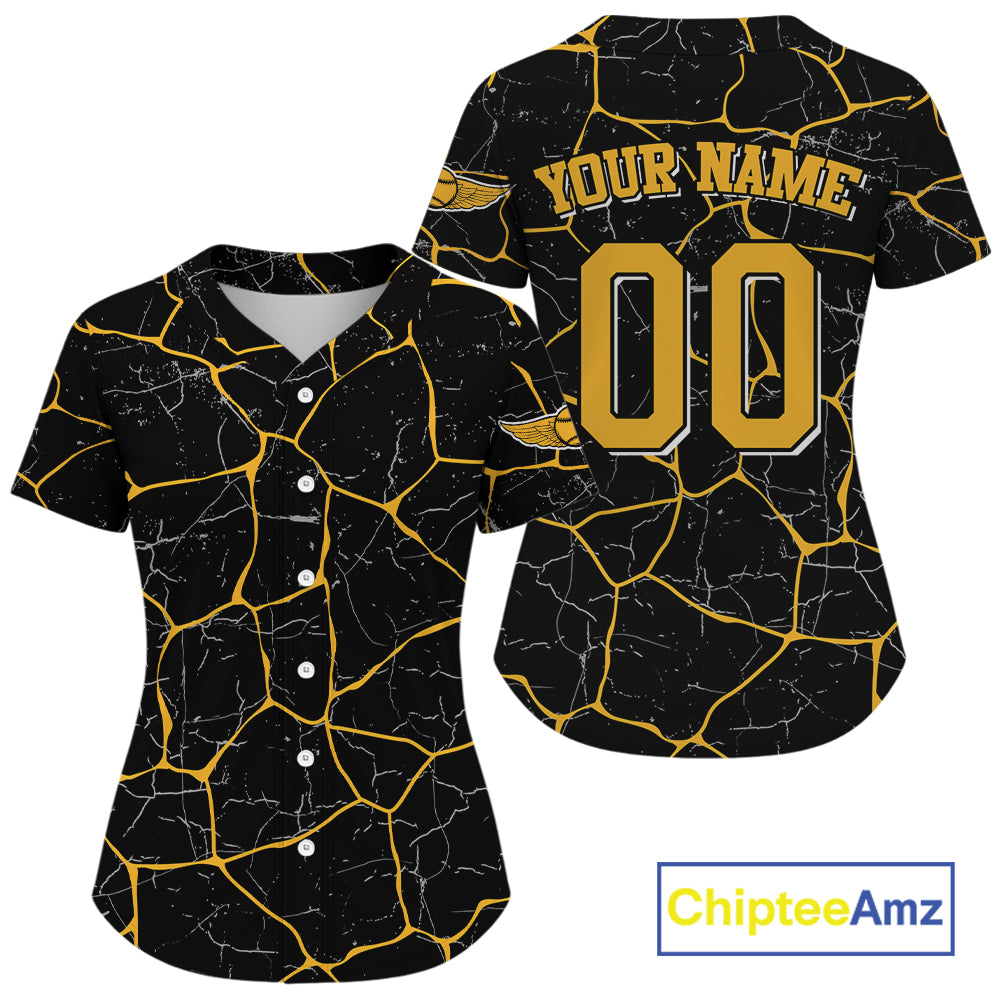 Yellow Grunge Womens Baseball Jersey Custom Youth Baseball Jerseys, Baseball Gifts For Lovers NYN0830