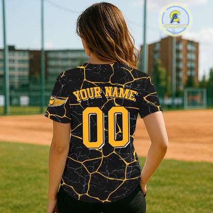 Yellow Grunge Womens Baseball Jersey Custom Youth Baseball Jerseys, Baseball Gifts For Lovers NYN0830