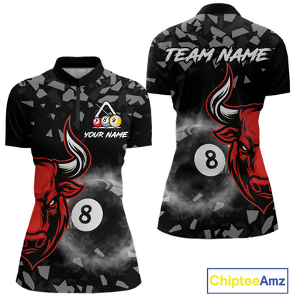 Grey Smokes Ball 8 Pool Billiard Shirts For Women Custom Funny Bull Billiard Team Jerseys NYN2297