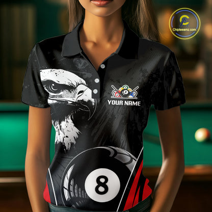 Grey Grunge Eagle Billiard Shirts For Women  Custom Pool 8 Ball Billiard Team Jerseys NYN2299