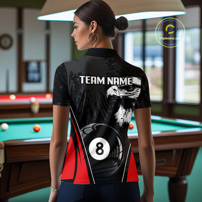 Grey Grunge Eagle Billiard Shirts For Women  Custom Pool 8 Ball Billiard Team Jerseys NYN2299