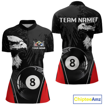 Grey Grunge Eagle Billiard Shirts For Women  Custom Pool 8 Ball Billiard Team Jerseys NYN2299