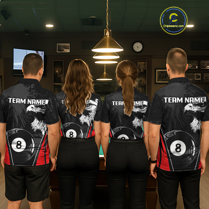 Grey Grunge Eagle Billiard Shirts For Men Custom Pool 8 Ball Billiard Team Jerseys NYN2299