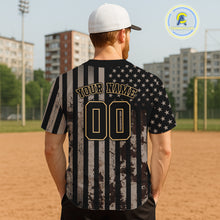 Load image into Gallery viewer, USA Flag Grunge Men's Baseball Shirt Custom Brown Patriotic Baseball Jersey For Newborns NYN0841