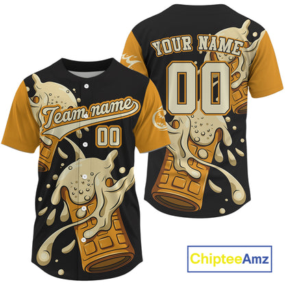 Funny Button Up Baseball Jersey For Men Custom Cheer Beers Baseball Fans Shirt NYN0860