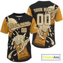 Load image into Gallery viewer, Funny Button Up Baseball Jersey For Men Custom Cheer Beers Baseball Fans Shirt NYN0860
