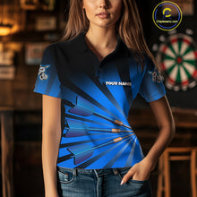 Load image into Gallery viewer, Goat Dartboard &amp; Dart Arrow Funny Darts Shirt For Women Custom Name &amp; Team | Opt1 - Blue NYN0670