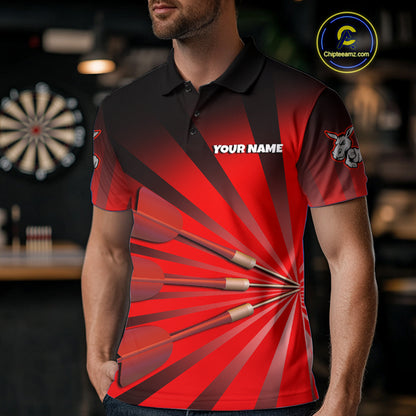 Goat Dartboard & Dart Arrow Funny Darts Shirt For Men Custom Name & Team | Opt2 - Red NYN0671