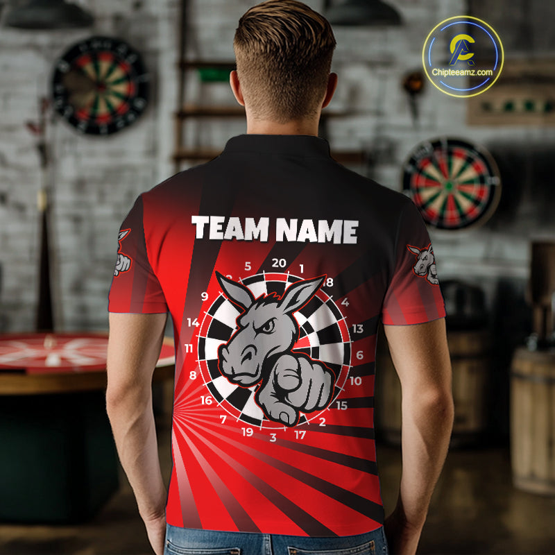 Goat Dartboard & Dart Arrow Funny Darts Shirt For Men Custom Name & Team | Opt2 - Red NYN0671