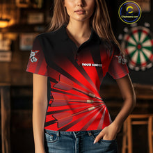 Load image into Gallery viewer, Goat Dartboard &amp; Dart Arrow Funny Darts Shirt For Women Custom Name &amp; Team | Opt2 - Red NYN0671
