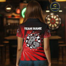 Load image into Gallery viewer, Goat Dartboard &amp; Dart Arrow Funny Darts Shirt For Women Custom Name &amp; Team | Opt2 - Red NYN0671