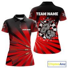 Load image into Gallery viewer, Goat Dartboard &amp; Dart Arrow Funny Darts Shirt For Women Custom Name &amp; Team | Opt2 - Red NYN0671