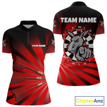 Load image into Gallery viewer, Goat Dartboard &amp; Dart Arrow Funny Darts Shirt For Women Custom Name &amp; Team | Opt2 - Red NYN0671