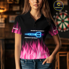 Load image into Gallery viewer, US Flag Dartboard &amp; Dart Arrows Custom Flaming Darts Shirt For Women | Opt1 - Pink NYN0676