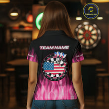 Load image into Gallery viewer, US Flag Dartboard &amp; Dart Arrows Custom Flaming Darts Shirt For Women | Opt1 - Pink NYN0676