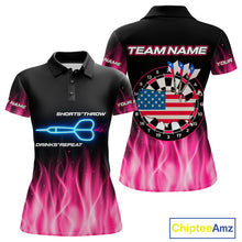Load image into Gallery viewer, US Flag Dartboard &amp; Dart Arrows Custom Flaming Darts Shirt For Women | Opt1 - Pink NYN0676