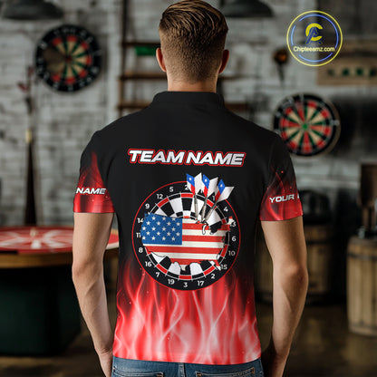 US Flag Dartboard & Dart Arrows Custom Flaming Darts Shirt For Men | Opt2 - Red NYN0677
