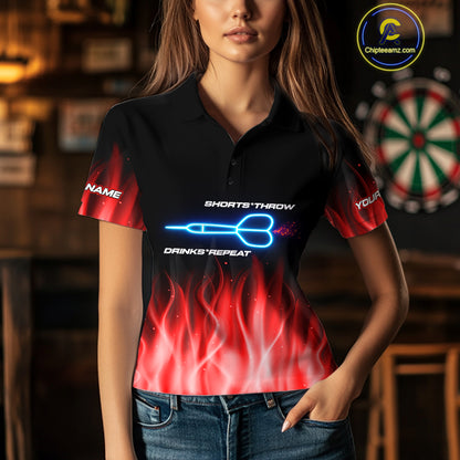 US Flag Dartboard & Dart Arrows Custom Flaming Darts Shirt For Women | Opt2 - Red NYN0677