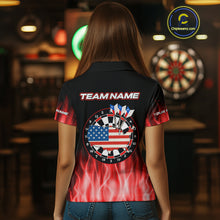 Load image into Gallery viewer, US Flag Dartboard &amp; Dart Arrows Custom Flaming Darts Shirt For Women | Opt2 - Red NYN0677
