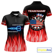 Load image into Gallery viewer, US Flag Dartboard &amp; Dart Arrows Custom Flaming Darts Shirt For Women | Opt2 - Red NYN0677