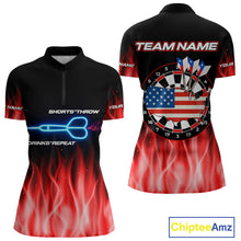 Load image into Gallery viewer, US Flag Dartboard &amp; Dart Arrows Custom Flaming Darts Shirt For Women | Opt2 - Red NYN0677