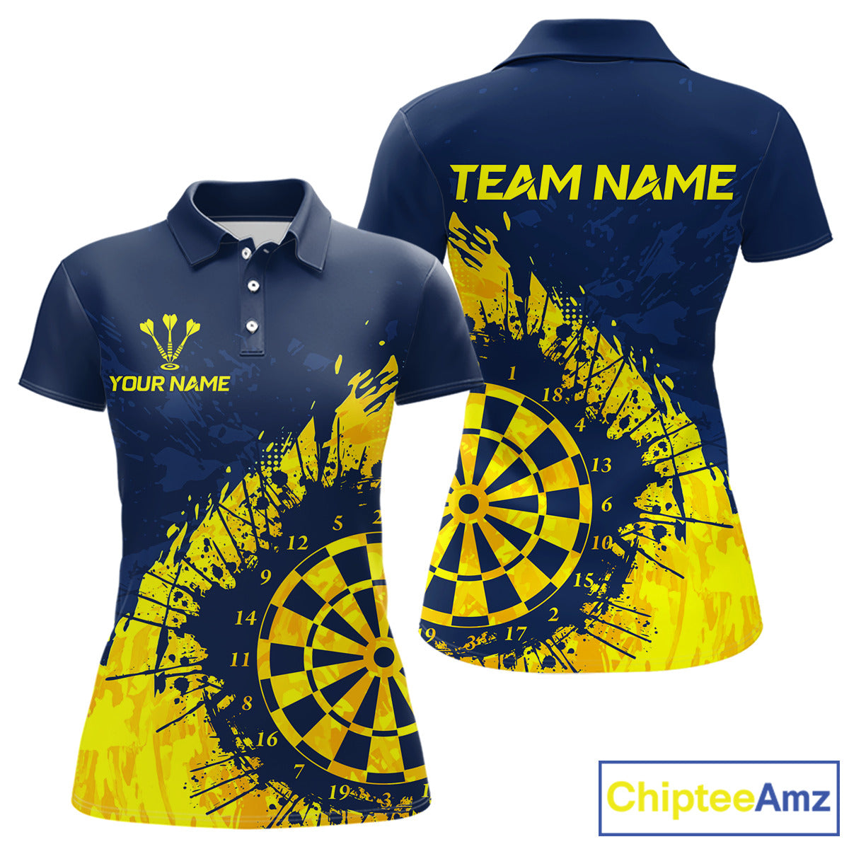 Blue And Yellow Dartboard Grunge Darts Shirt For Men - Custom Name For Darts Player NYN0689