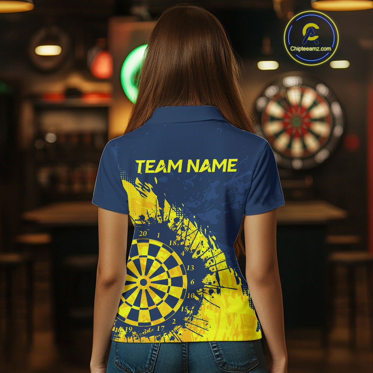 Blue And Yellow Dartboard Grunge Darts Shirt For Men - Custom Name For Darts Player NYN0689