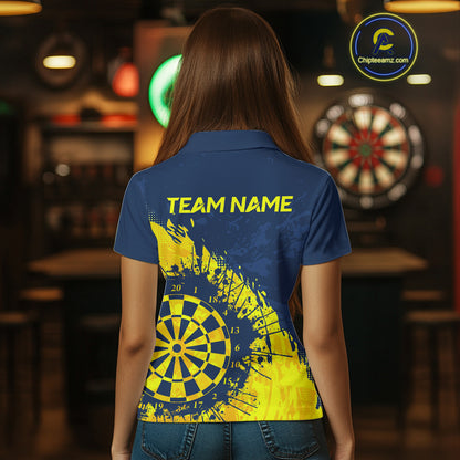 Blue And Yellow Dartboard Grunge Darts Shirt For Men - Custom Name For Darts Player NYN0689