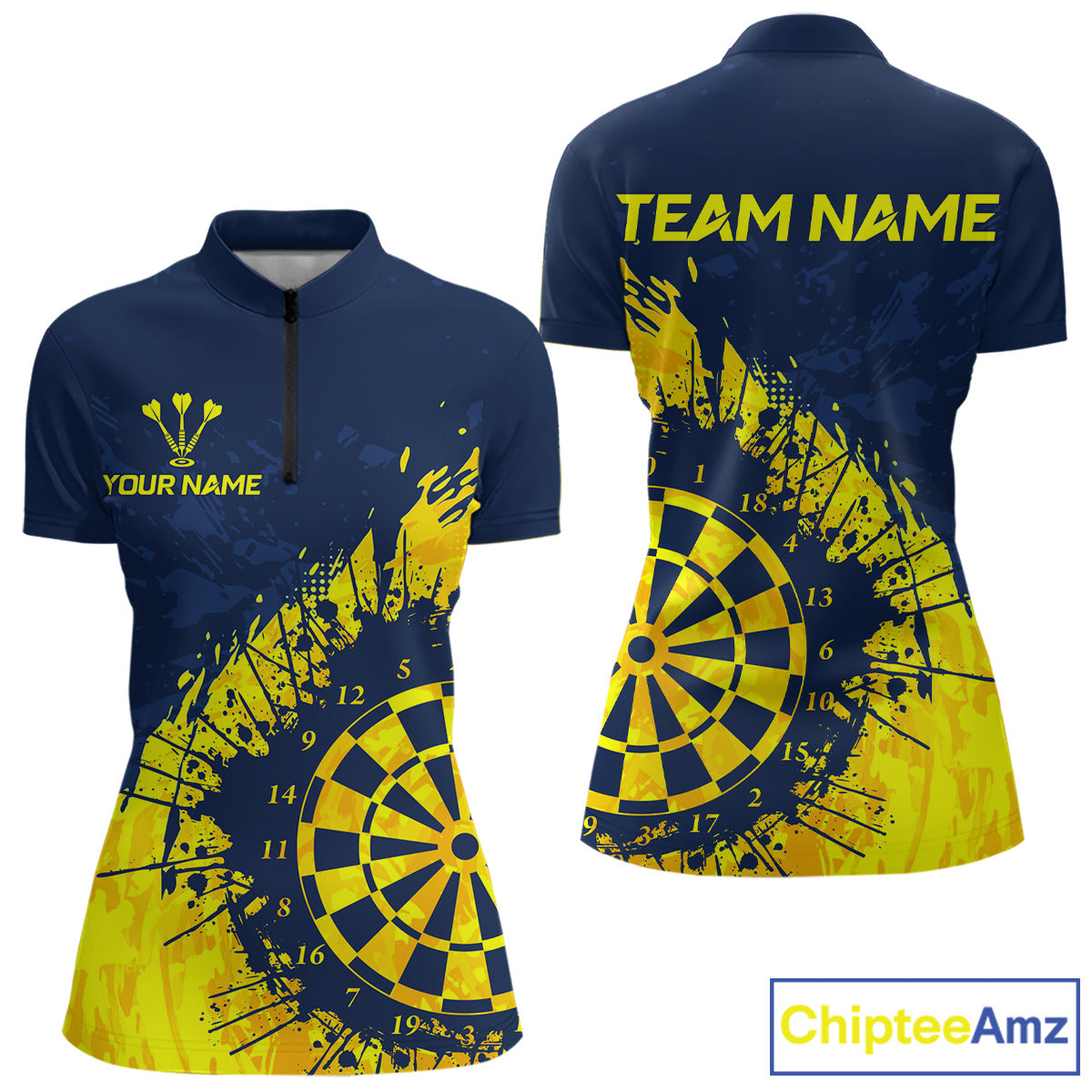 Blue And Yellow Dartboard Grunge Darts Shirt For Men - Custom Name For Darts Player NYN0689